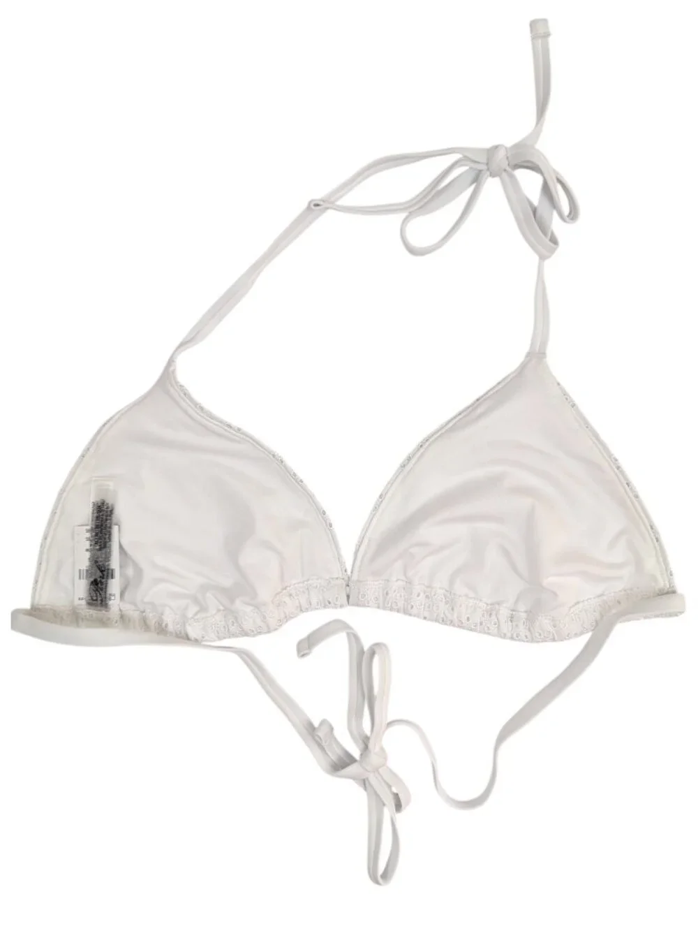 Pink By Frankie's Bikinis White Eyelet Bikini Set Thong Triangle Top Size XL